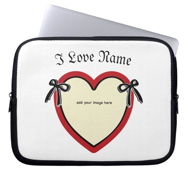 Dingus Bows & Heart Personalized  Laptop Sleeve (Front)
