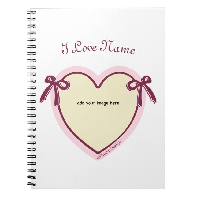 Dingus Bows & Heart Personalized  Notebook (Front)