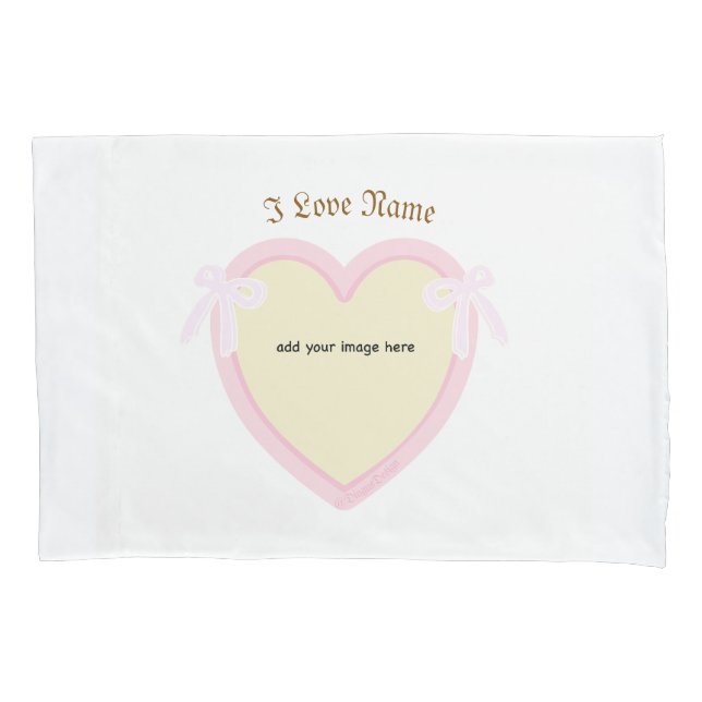 Dingus Bows & Heart Personalized Pillow Case (Front)