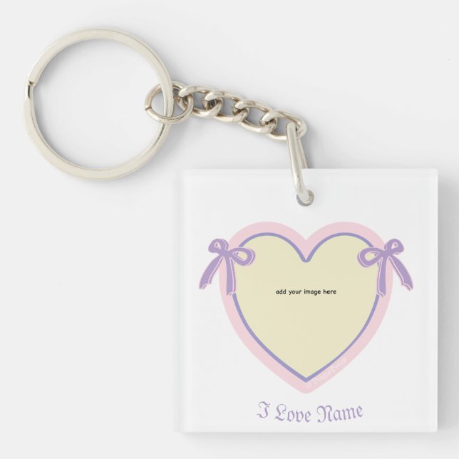 Dingus Bows & Heart Personalized Tote Bag Keychain (Front)