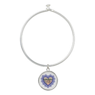 Dingus Heart Lace Frame Bangle Bracelet