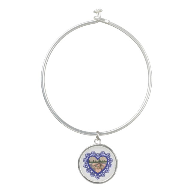 Dingus Heart Lace Frame Bangle Bracelet (Front)