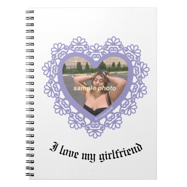 Dingus Heart Lace Frame Spiral Photo Notebook (Front)