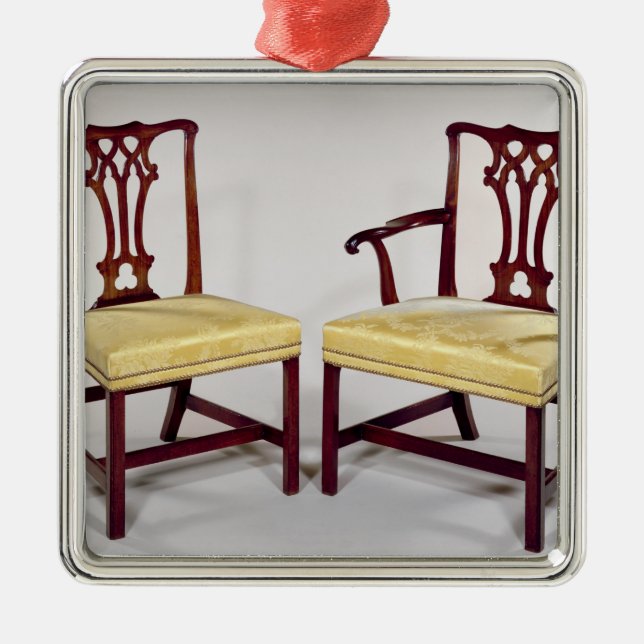 Dining chairs, with interlaced splat backs metal ornament (Front)