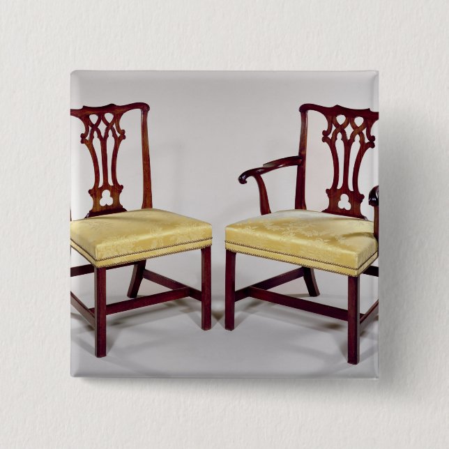 Dining chairs, with interlaced splat backs pinback button (Front)
