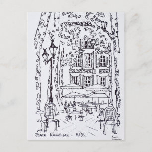 Dining in a Plaza Aix en Provence, France Postcard