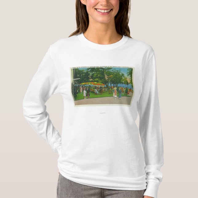 Dining on the Boardwalk at Roseland Park Scene T-Shirt (Front)