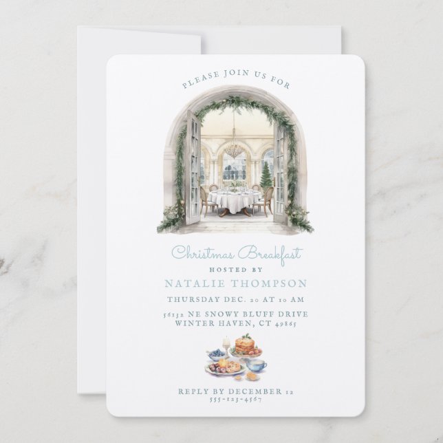 Dining Room Table | Christmas Breakfast Invitation (Front)