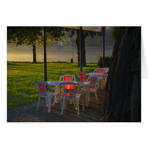 Dining table and chairs by the Danube River