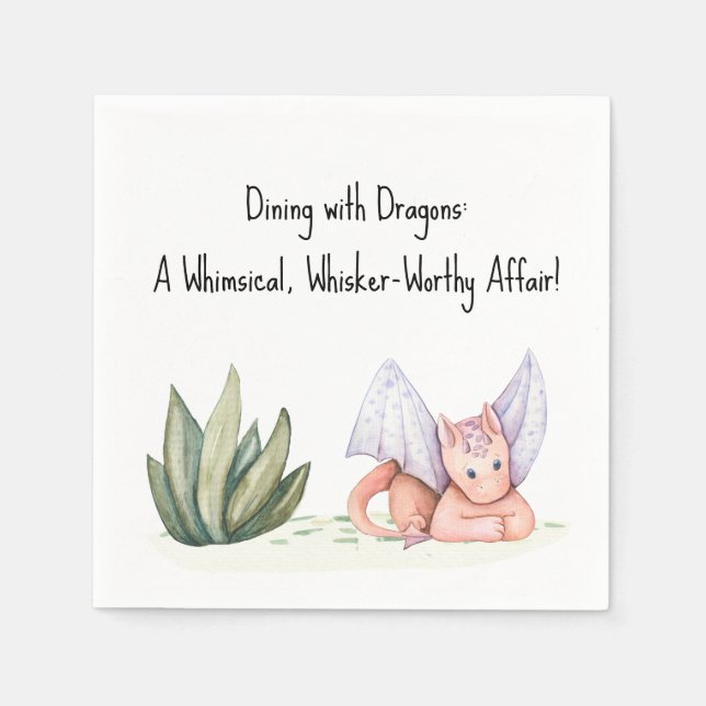 Dining with Dragons: Whimsical Affair! Baby Shower Napkins (Front)