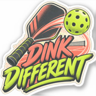Dink Different Coral Lime Pickleball Player Sticker