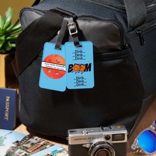 Dink Dink Boom Pickleball Dinking Orange Bombs Luggage Tag