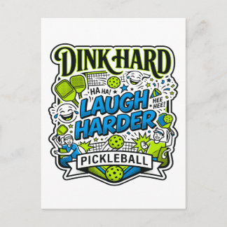 Dink Hard Laugh Harder Pickleball Typography Postcard