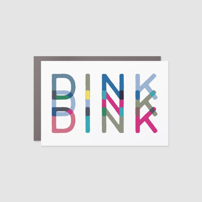 Dink Pickleball Fun Chic Blue Green Pink Yellow Car Magnet (Front)