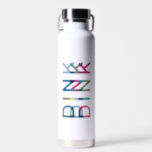 Dink Pickleball Fun Chic Blue Green Pink Yellow St Water Bottle<br><div class="desc">DINK! This water bottle says it all! This chic design featuring the word "dink" in blues,  greens and pinks celebrates the sport of pickleball. Makes a wonderful gift for the pickleball lover in your life. Part of a collection from Parcel Studios.</div>