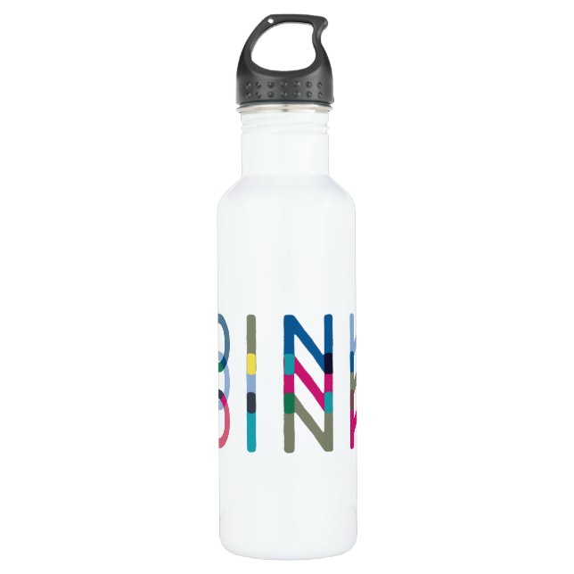 Dink Pickleball Fun Chic Blue Green Pink Yellow Stainless Steel Water Bottle (Front)