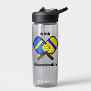 Dink Responsibly Pickleball Humor Pun Water Bottle