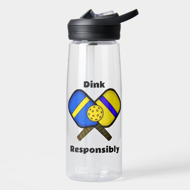 Dink Responsibly Pickleball Humor Pun Water Bottle (Left)