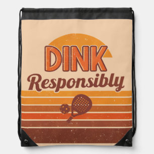 Dink Responsibly Pickleball Retro Drawstring Bag