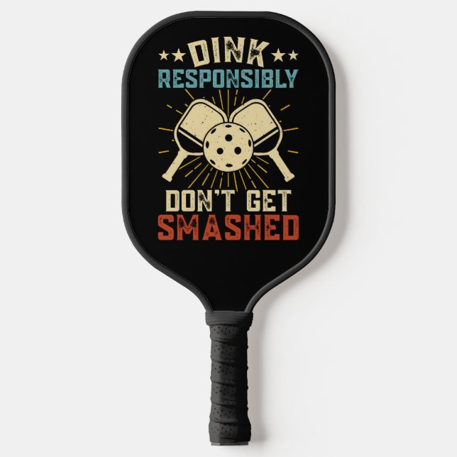 Dink Responsibly Vintage Starburst Cream Pickleball Paddle (Front)