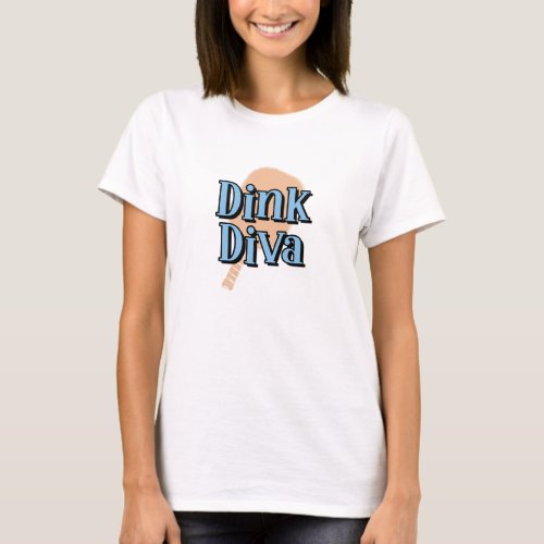 Dinking Diva Pickleball Paddle Orange and Blue T_Shirt