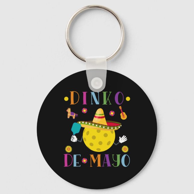 Dinko De Mayo Funny Cinco De Mayo Funny Pickleball Keychain (Front)