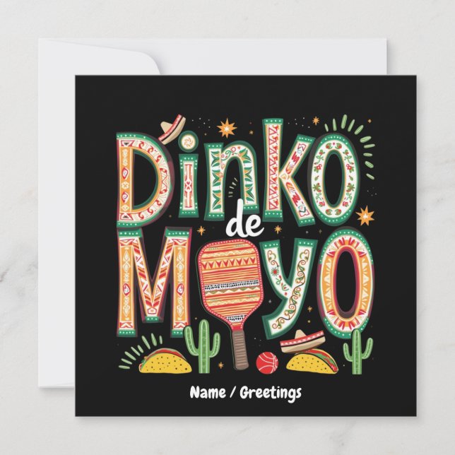 Dinko de Mayo Funny Cinco de Mayo Pickleball Pun  Invitation (Front)