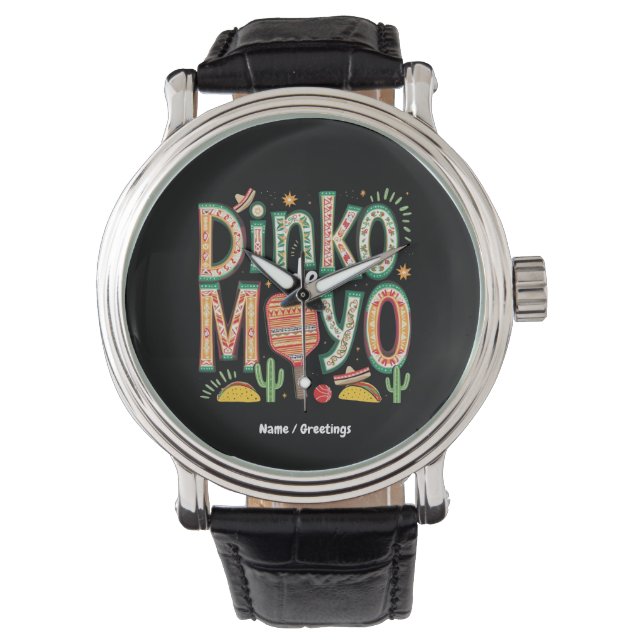 Dinko de Mayo Funny Cinco de Mayo Pickleball Pun  Watch (Front)