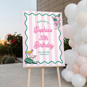 Dinks and Drinks Pickleball Birthday Welcome Sign