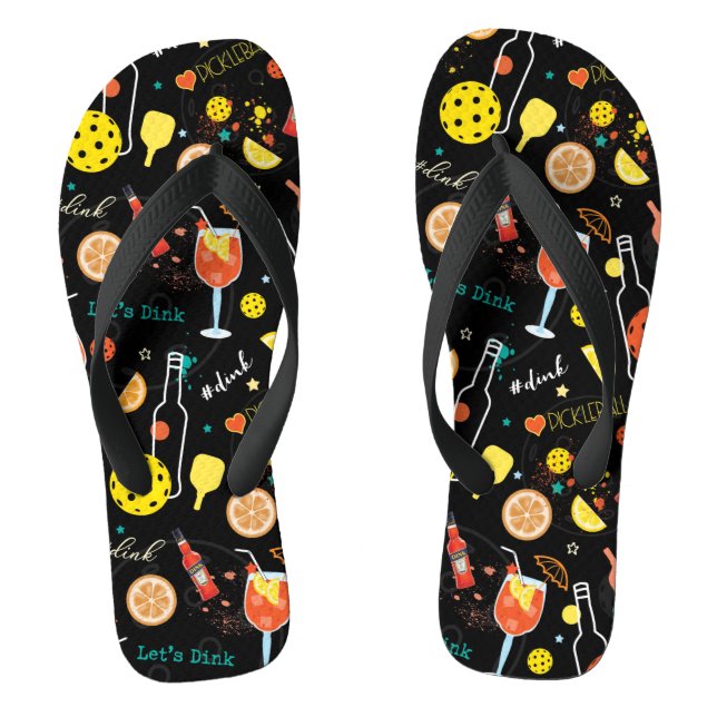 Dinks and 🍾🥂drinks - pickleball  flip flops (Footbed)