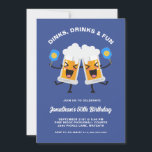 Dinks & Drinks Beer Mugs Pickleball Birthday Party Invitation<br><div class="desc">A fun invitation for your next pickleball birthday party. Design features 2 happy beer mug friends. Add your custom text and party details. The backside features a pattern of pickleballs. Great for an adult pickleball birthday party, pickleball weekend gathering, getaway or everyday fun play. Perfect for those love to dink...</div>
