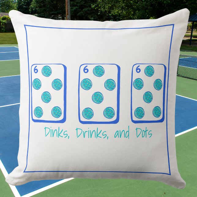Dinks, Drinks & Dots / Pickleball Mahjong Decor Throw Pillow (Creator Uploaded)