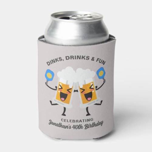 Dinks  Drinks Funny Cartoon Beer Mugs Pickleball Can Cooler