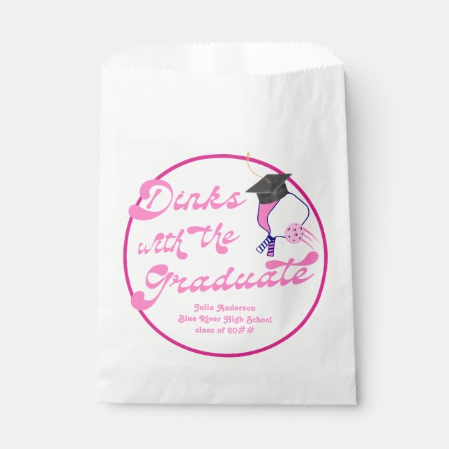 Dinks with the Graduate Pink Pickleball Graduation Favor Bag (Front)