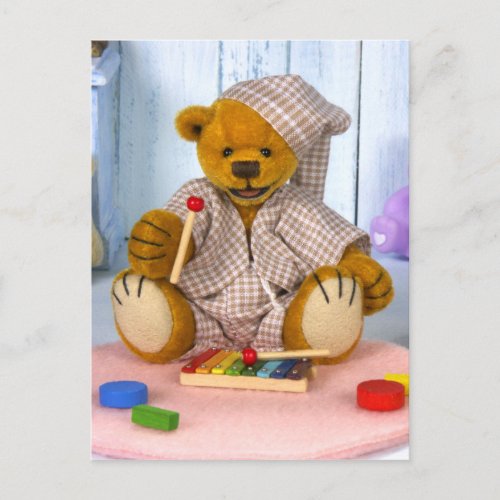 Dinky Bear with Xylophone Postcard