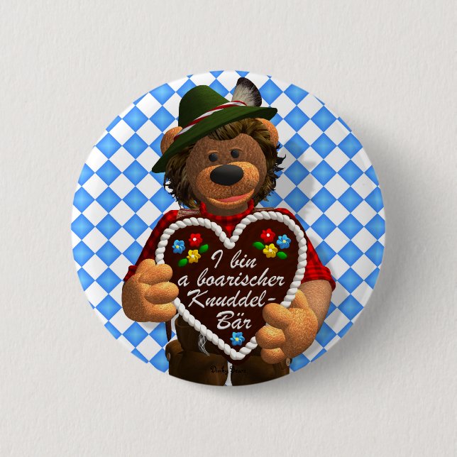 Dinky Bears Bavarian Cuddle Bear Button (Front)