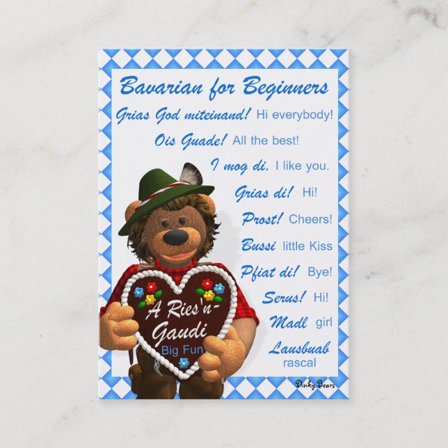Dinky Bears Bavarian for Beginners Business Card (Front)