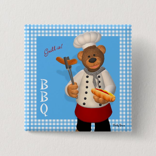 Dinky Bears BBQ Chef Button (Front)