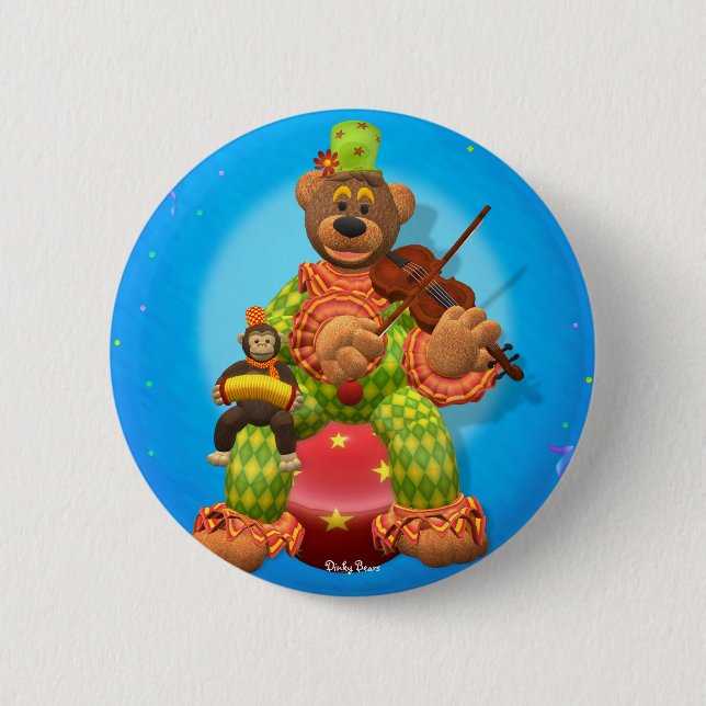 Dinky Bears Clown & Mr. Zippy Button (Front)