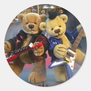 Dinky Bears Guitar Duet Classic Round Sticker