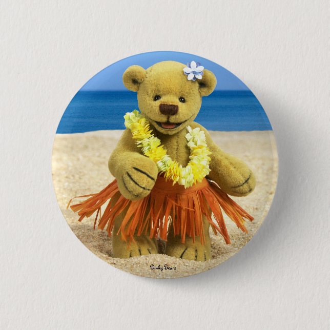 Dinky Bears Hula Dancer Pinback Button (Front)