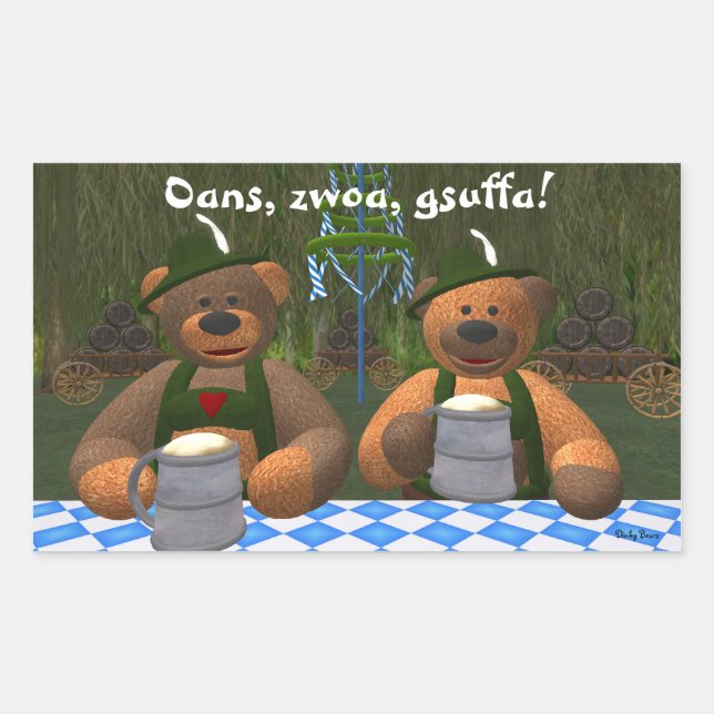 Dinky Bears Oktoberfest Rectangular Sticker (Front)