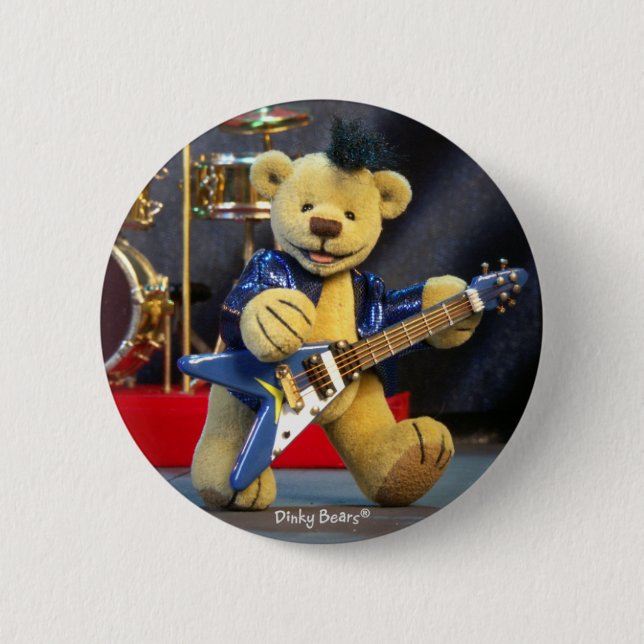 Dinky Bears: rock star Pinback Button (Front)