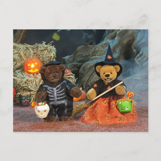 Dinky Bears Skeleton & Witch Postcard (Front)