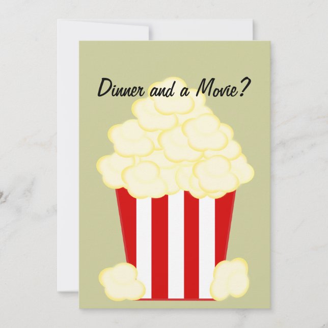 Dinner and a Movie Hot Buttered Popcorn Invitation (Front)