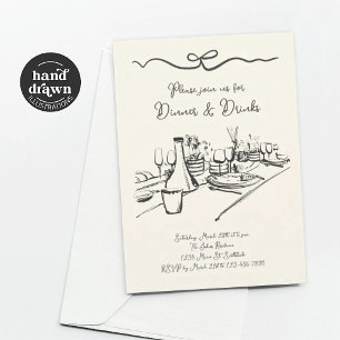 Dinner and Drinks Invitation, Adult Dinner Party Invitation