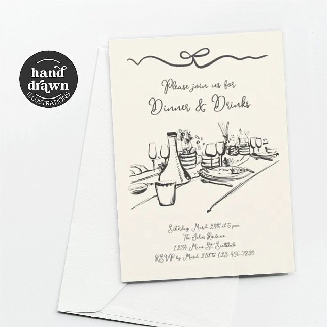 Dinner and Drinks Invitation, Adult Dinner Party Invitation (Creator Uploaded)