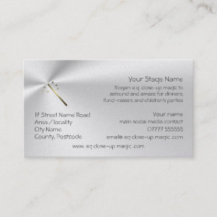 Dinner and Party Magician, Golden Wand logo Business Card