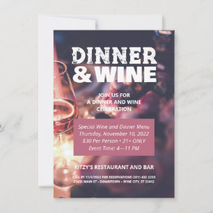 Dinner and Wine Photo Custom Flyer Invitation