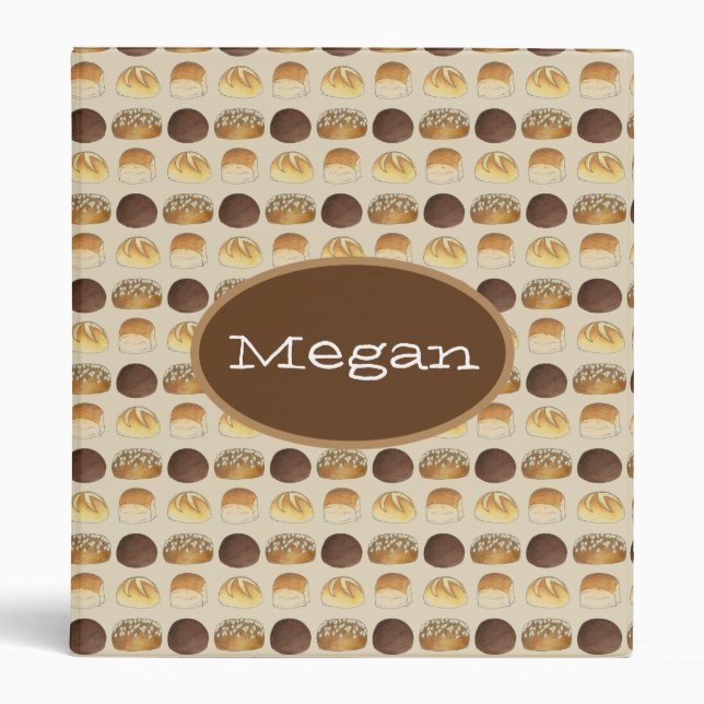 Dinner Bread Rolls Buns Bakery Baker Chef Foodie 3 Ring Binder (Front)